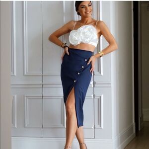 ZARA MIDI SKIRT WITH JEWEL BUTTONS